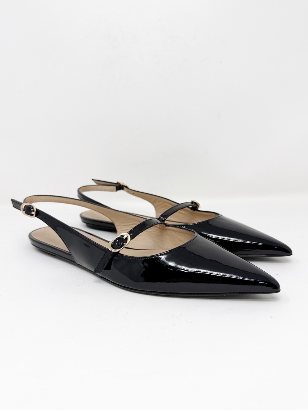 New Stuart Weitzman Emilia Mary Jane Slingback Flat Black Sz 7.5 - Picture 3 of 14